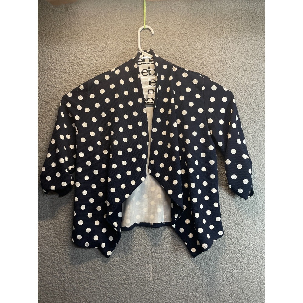Moa Collection Women's 3/4 Sleeve Open Front Shrug Black and White‎ Dots   L